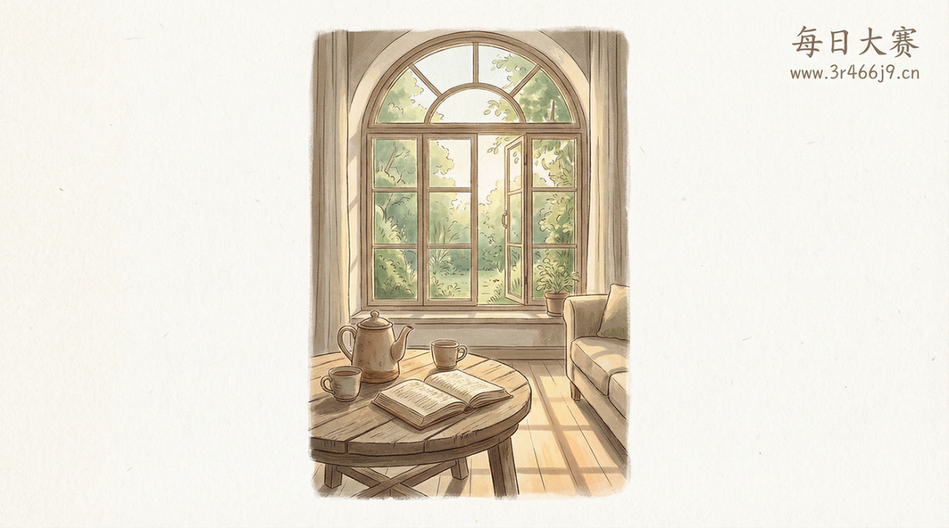 每日大赛品牌主视觉Banner，温暖治愈的自然生活场景